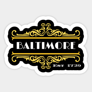 BALTIMORE EST 1729 GOLD FRAME DESIGN Sticker